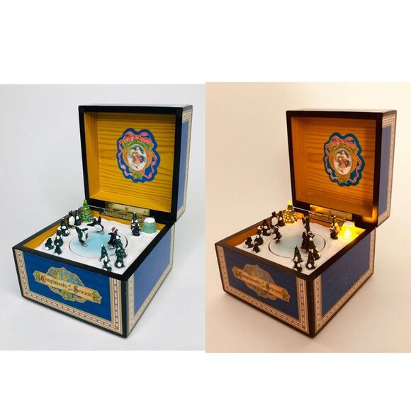 Mr. Christmas Vintage Light Up Motion Music Box Penguin Skating Igloo Tree Gift - Picture 1 of 10